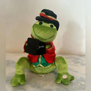 Gemmy Singing Dancing Christmas Carol Green Frog Electronic Vintage Collectible
